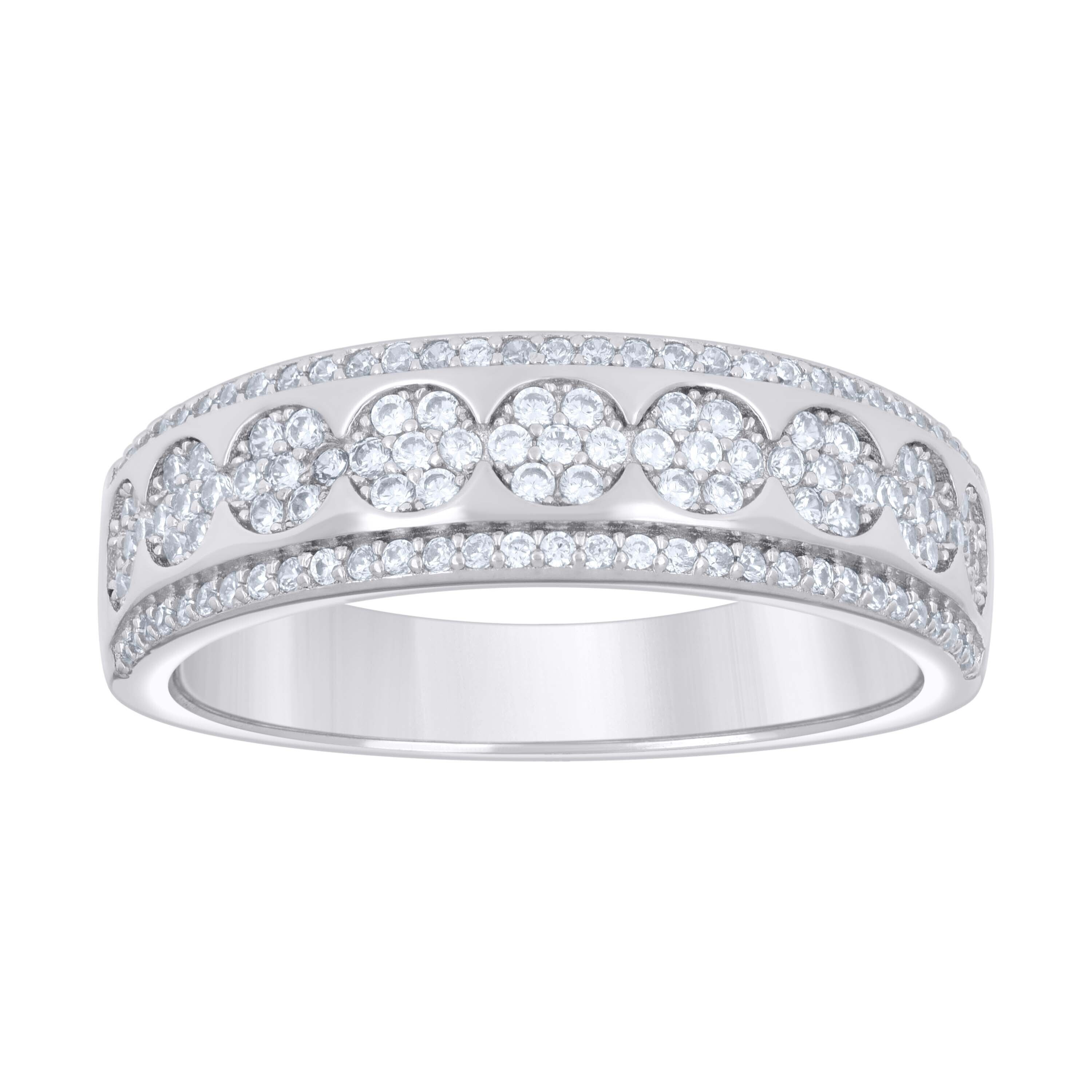 925 Sterling Silver Mens Cubic-Zirconia Fashion Wedding Band Ring Size 9